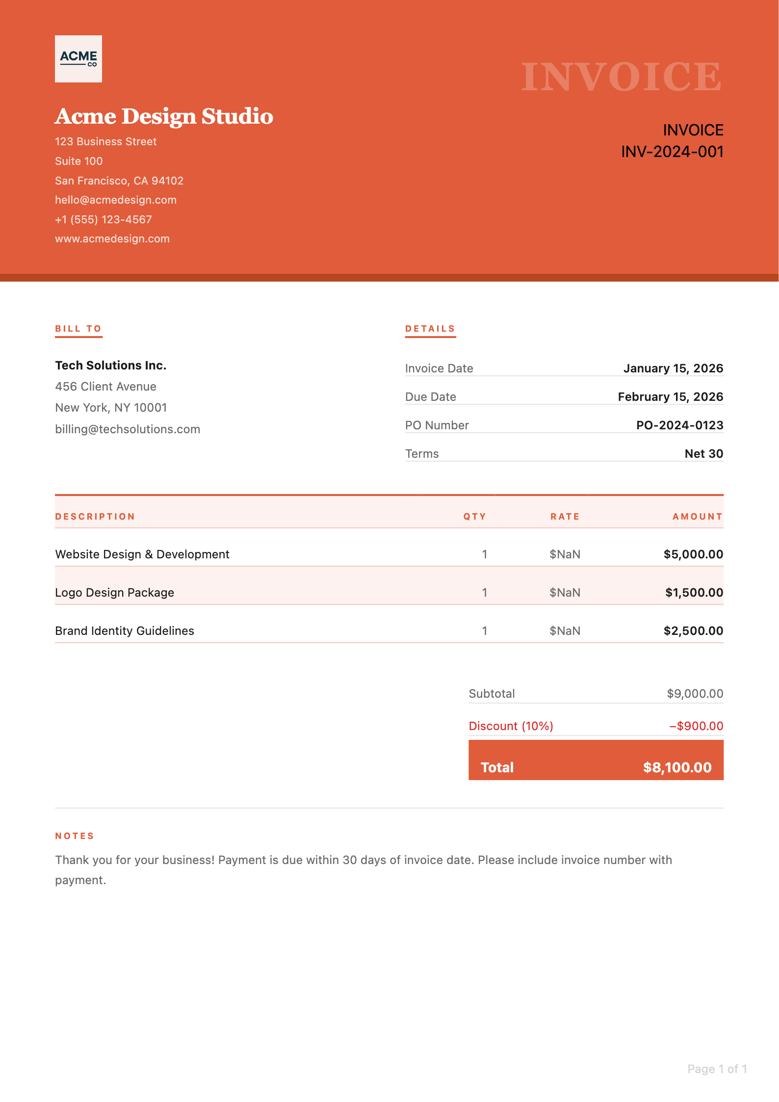 Creative invoice PDF template