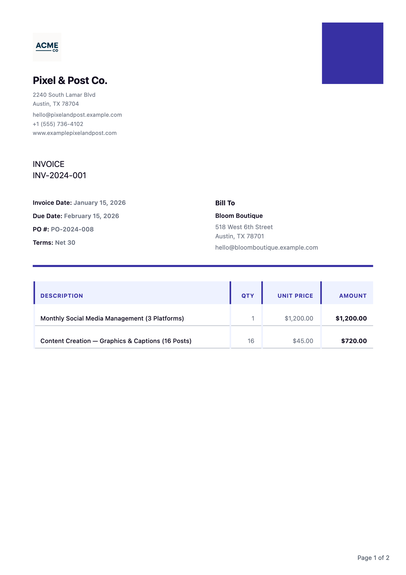 Geometric invoice PDF template preview